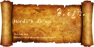 Horák Éva névjegykártya
